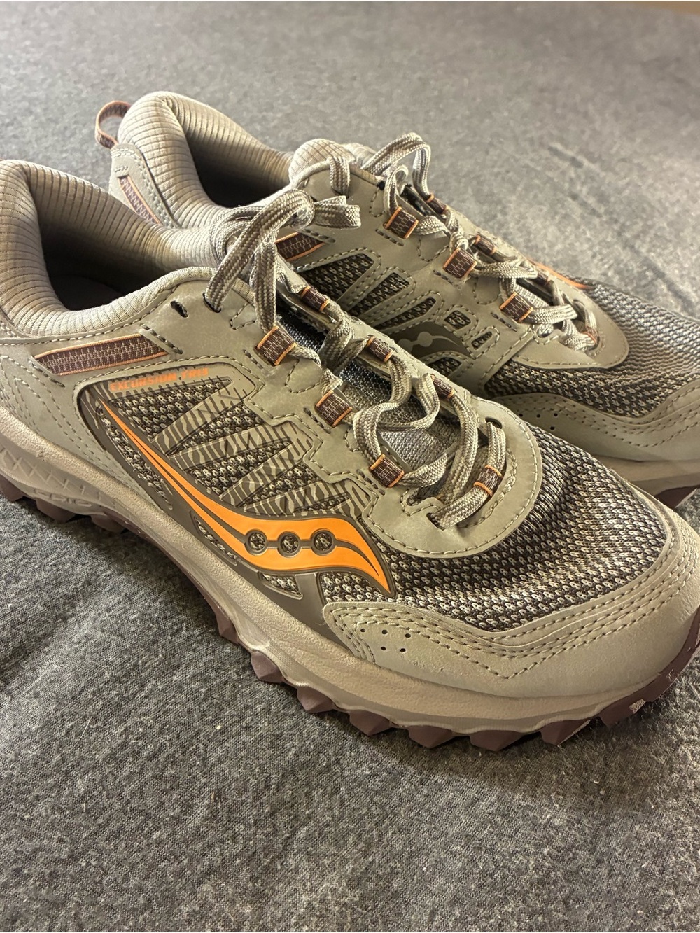 Saucony Women’s Trail Running Shoes - Tan with Orange Accent